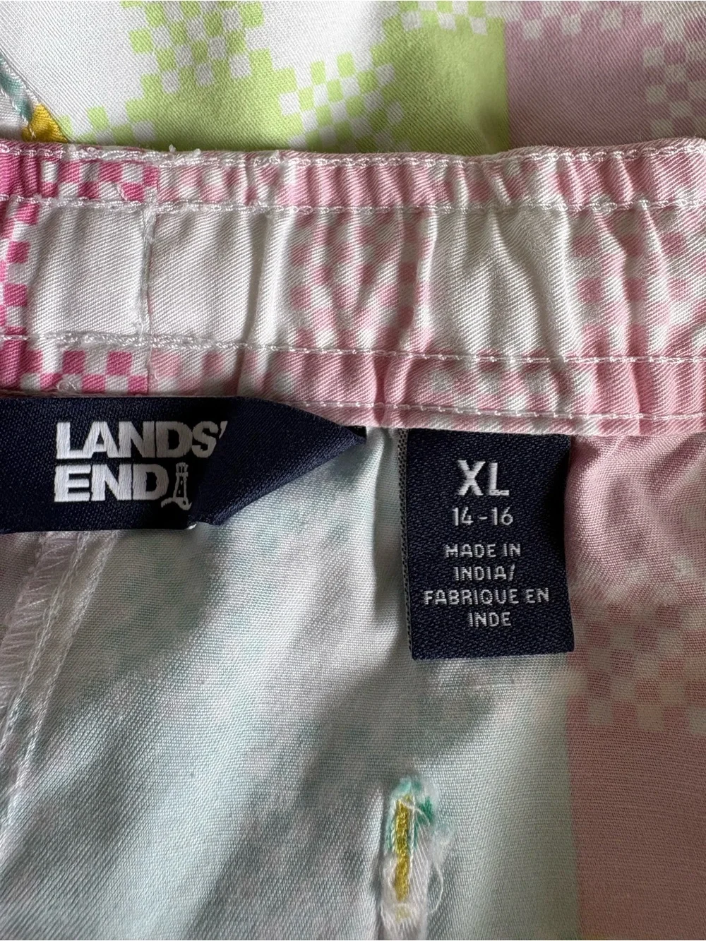 Lands End Girls Shorts XL 14/16 Gingham Rainbow Ruffle Cotton Colorful Preppy